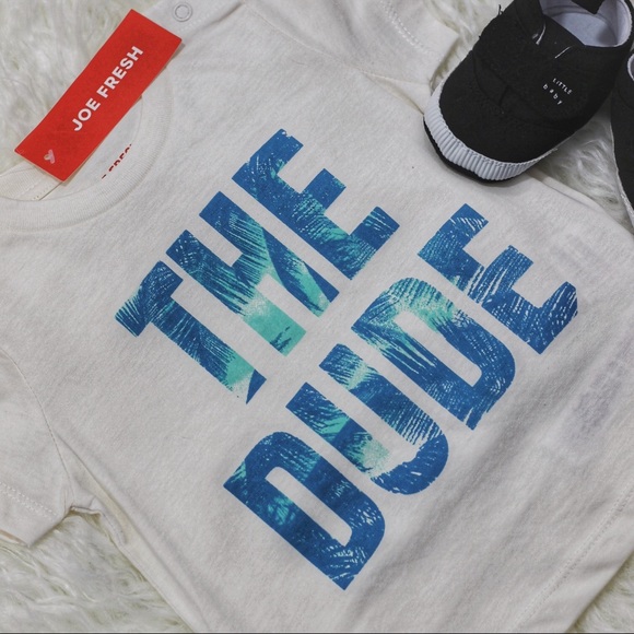 🐥New Joe Fresh Graphic The Dude Off White Tee - Picture 3 of 3